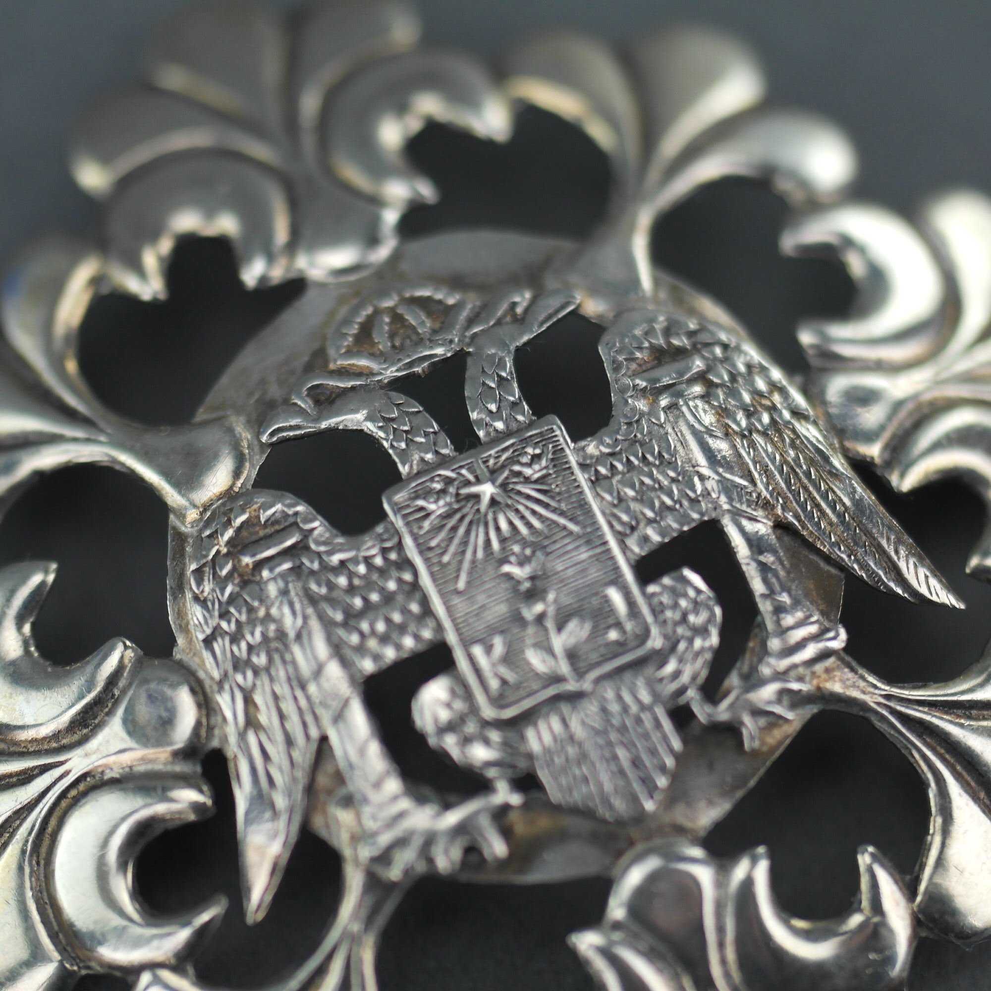 Antique Double Eagle pin Brooch with Coat of Arms of Lima, Peru - This is the true signal of the kings