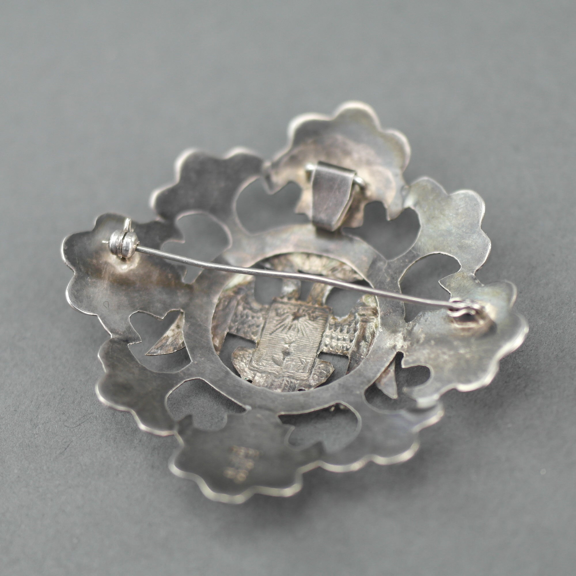 Antique Double Eagle pin Brooch with Coat of Arms of Lima, Peru - This is the true signal of the kings