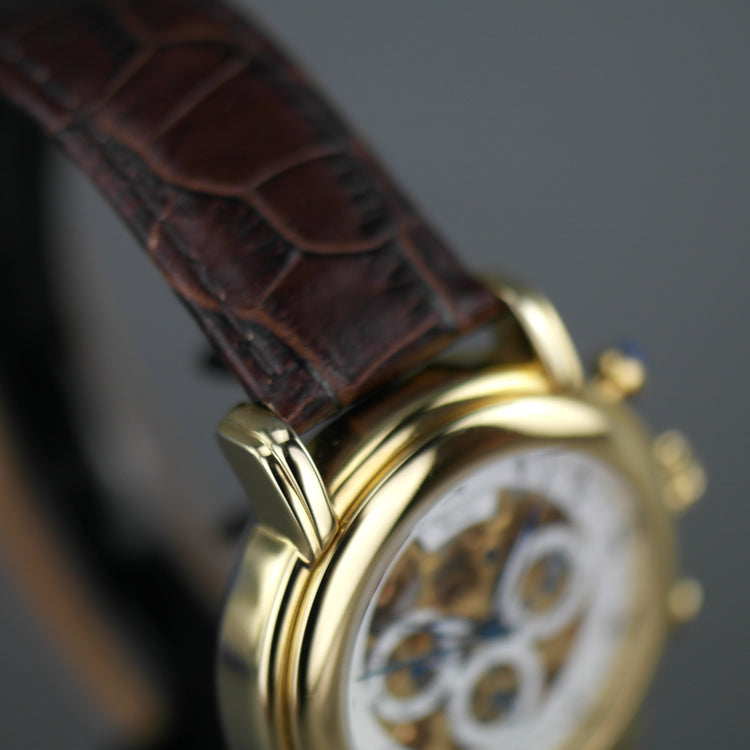 Constantin Weisz Limited Edition Automatikuhr mit vergoldetem Skelett und braunem Armband