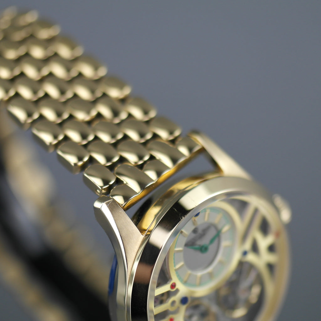 Constantin Weisz 40 joyas chapado en oro pulsera de reloj de pulsera automático con volante dual para caballero