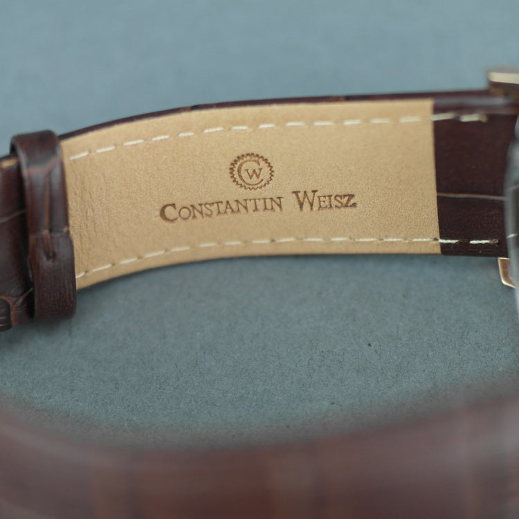 Constantin Weisz Gold plated Gent's Automatic wrist watch red dial and brown strap