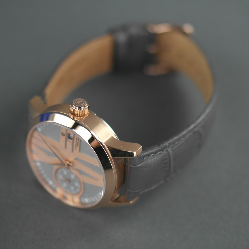Constantin Weisz Gold plated Automatic 30 jewels wrist watch with Grey strap