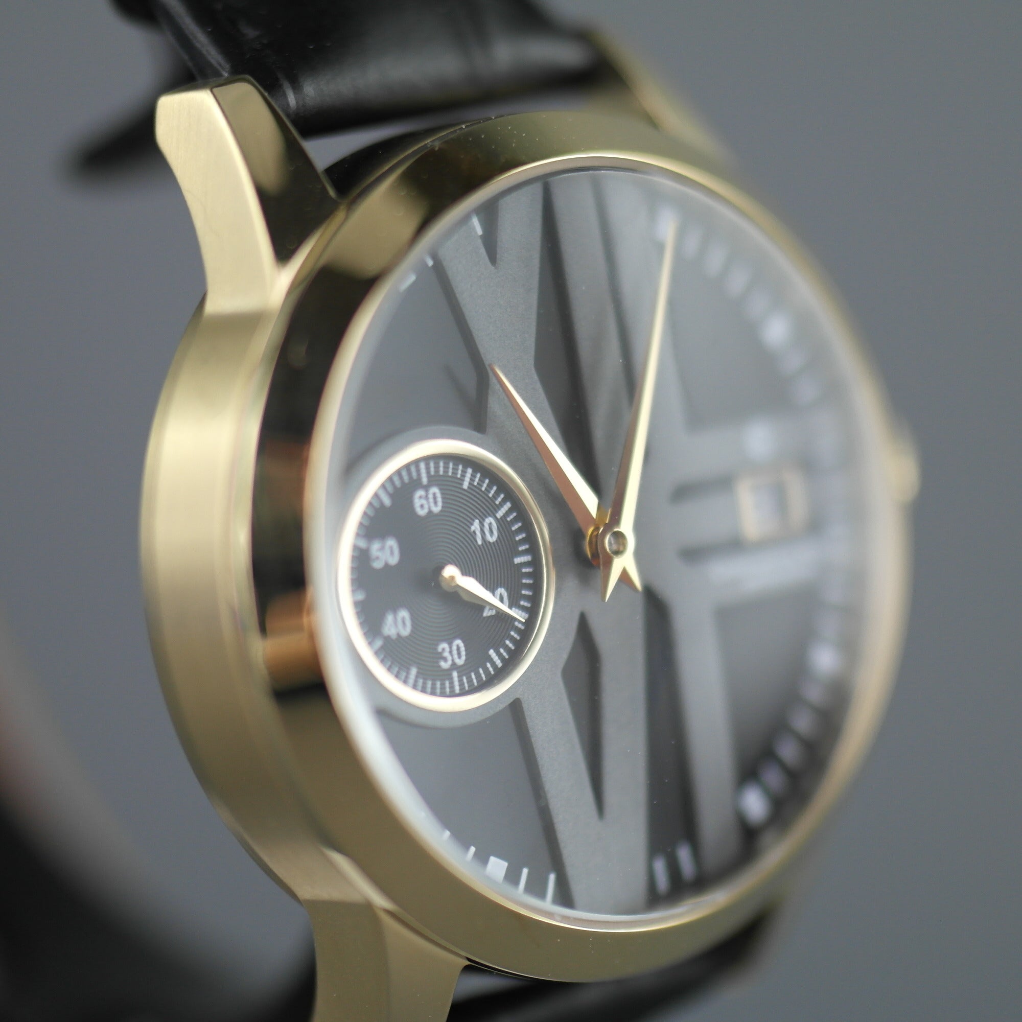 Constantin Weisz vergoldete Automatik-Armbanduhr mit 30 Steinen und schwarzem Armband