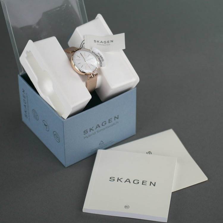 Skagen Hybrid Smartwatch - Signatur T-Bar Rose Gold plated stainless steel with milanese strap watch