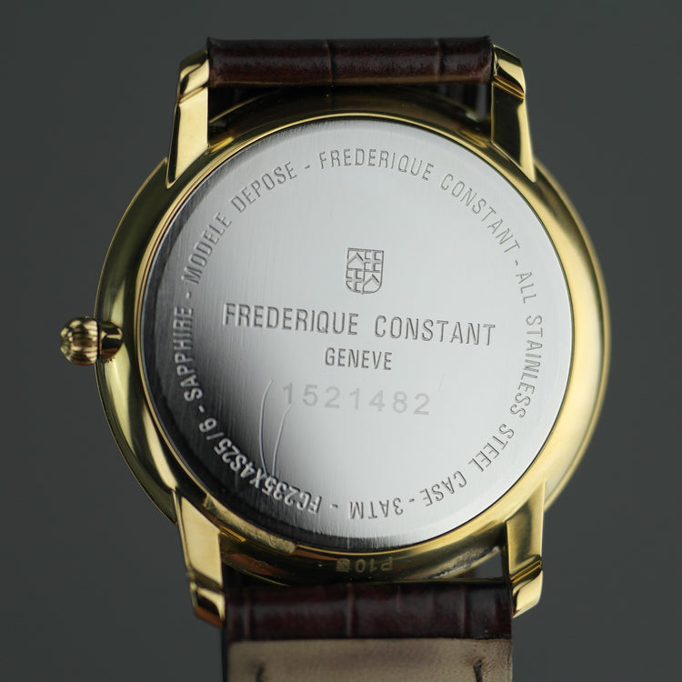 Frederique Constant Reloj de pulsera Slimline chapado en oro