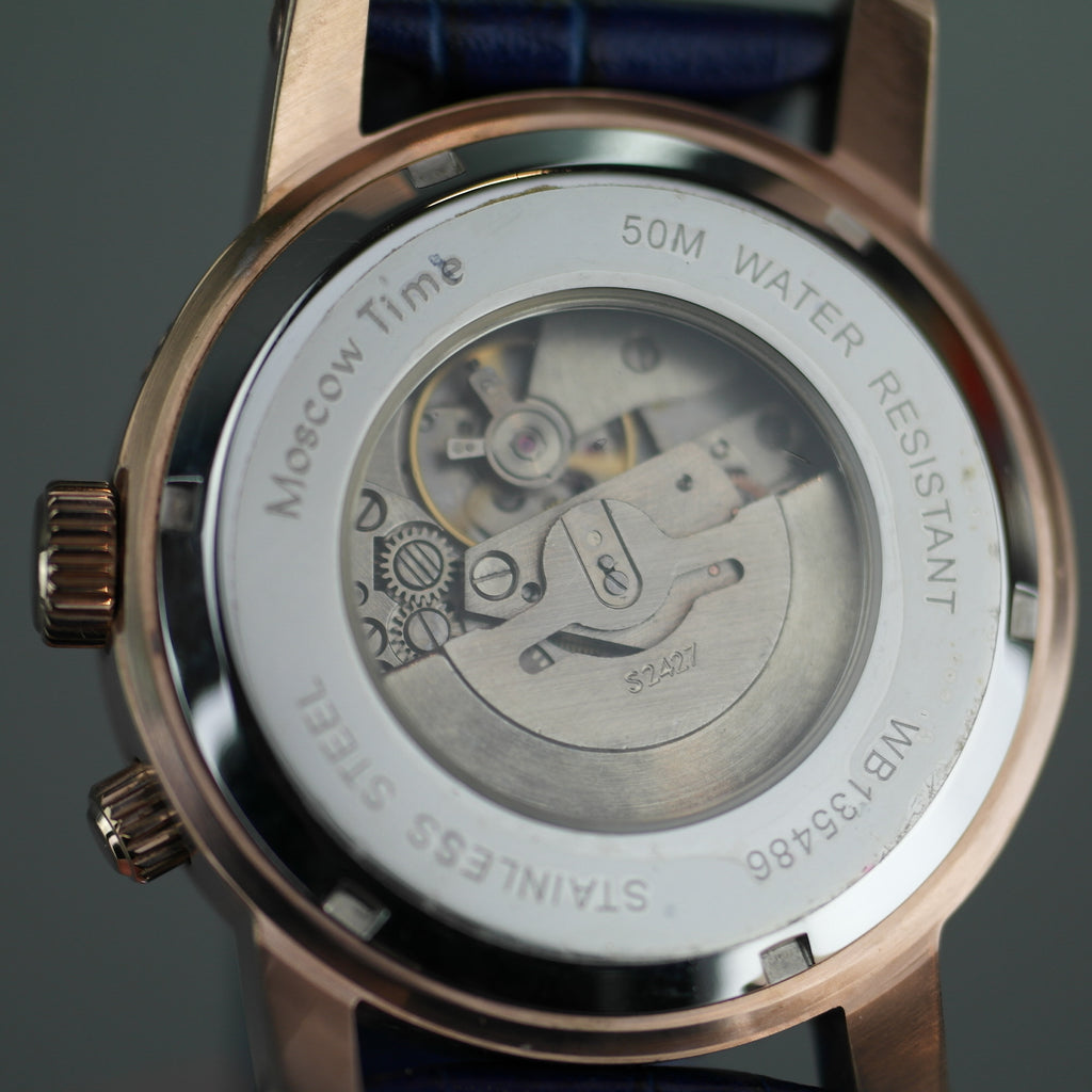 Hora de Moscú a World Timer Reloj de pulsera automático con esfera azul