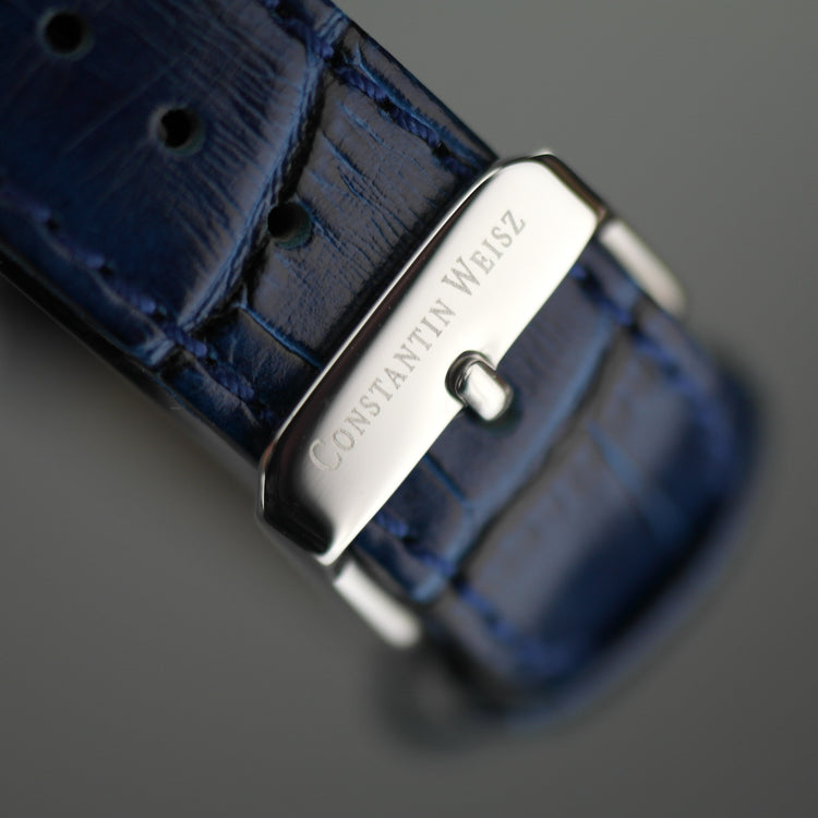 Constantin Weisz Skeleton Automatik-Armbanduhr mit blauem Lederarmband