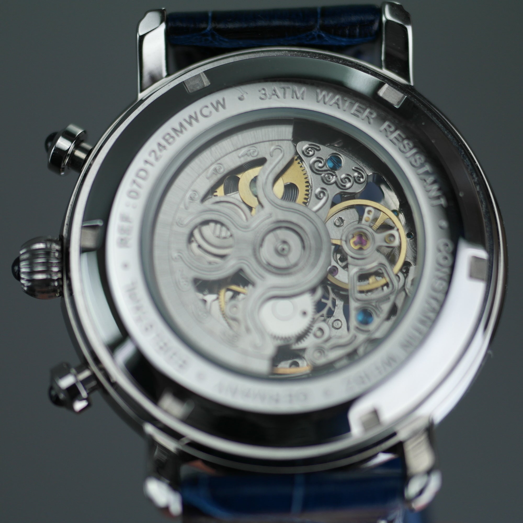 Constantin Weisz Skeleton Automatik-Armbanduhr mit blauem Lederarmband