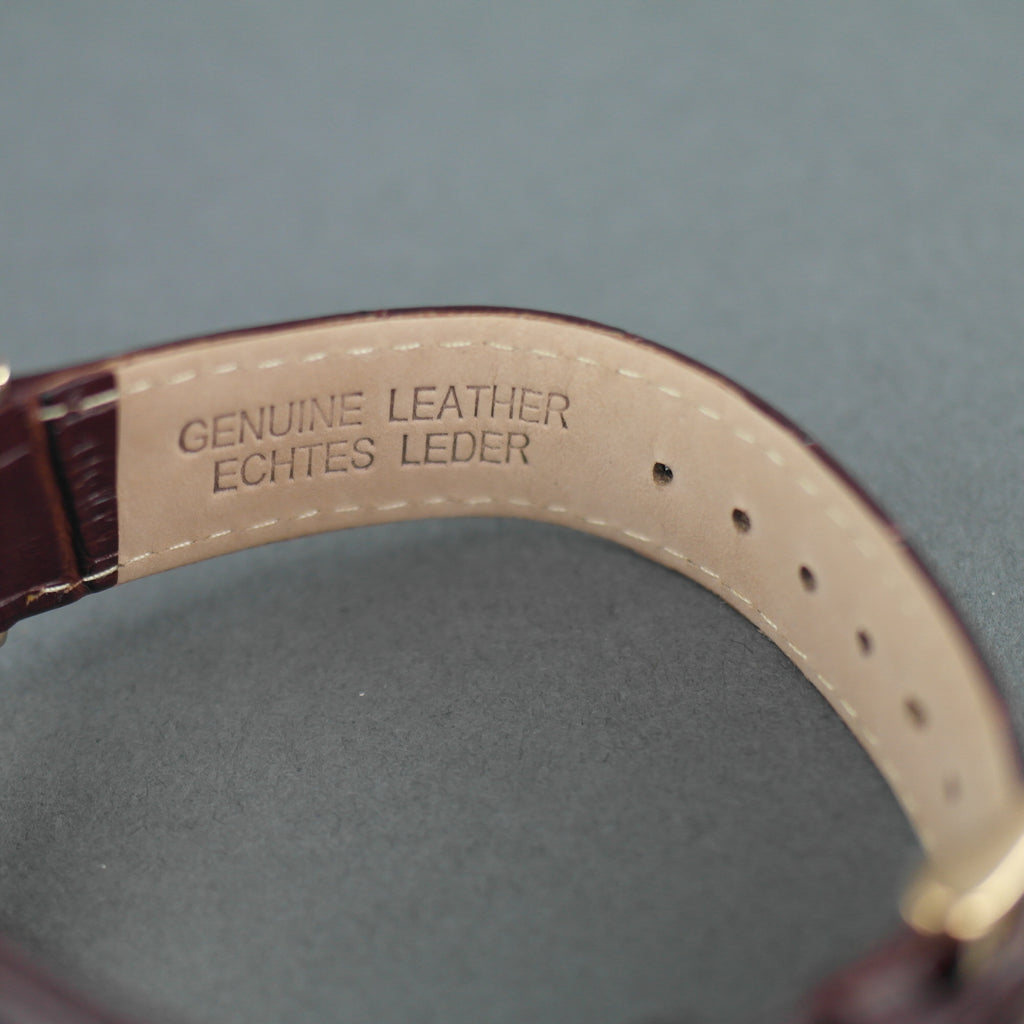 Constantin Weisz Reloj de pulsera mecánico chapado en oro con correa de piel marrón