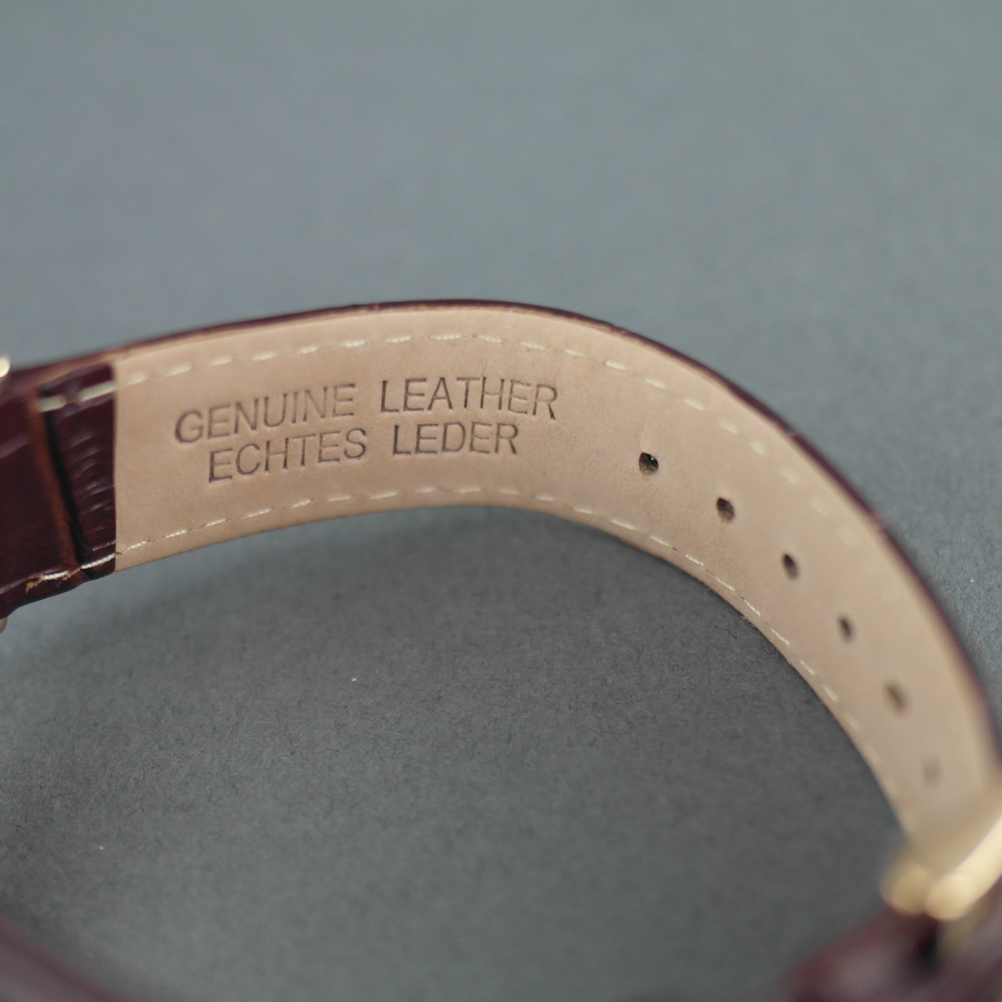 Constantin Weisz Gold plated mechanical wrist watch with brown leather strap