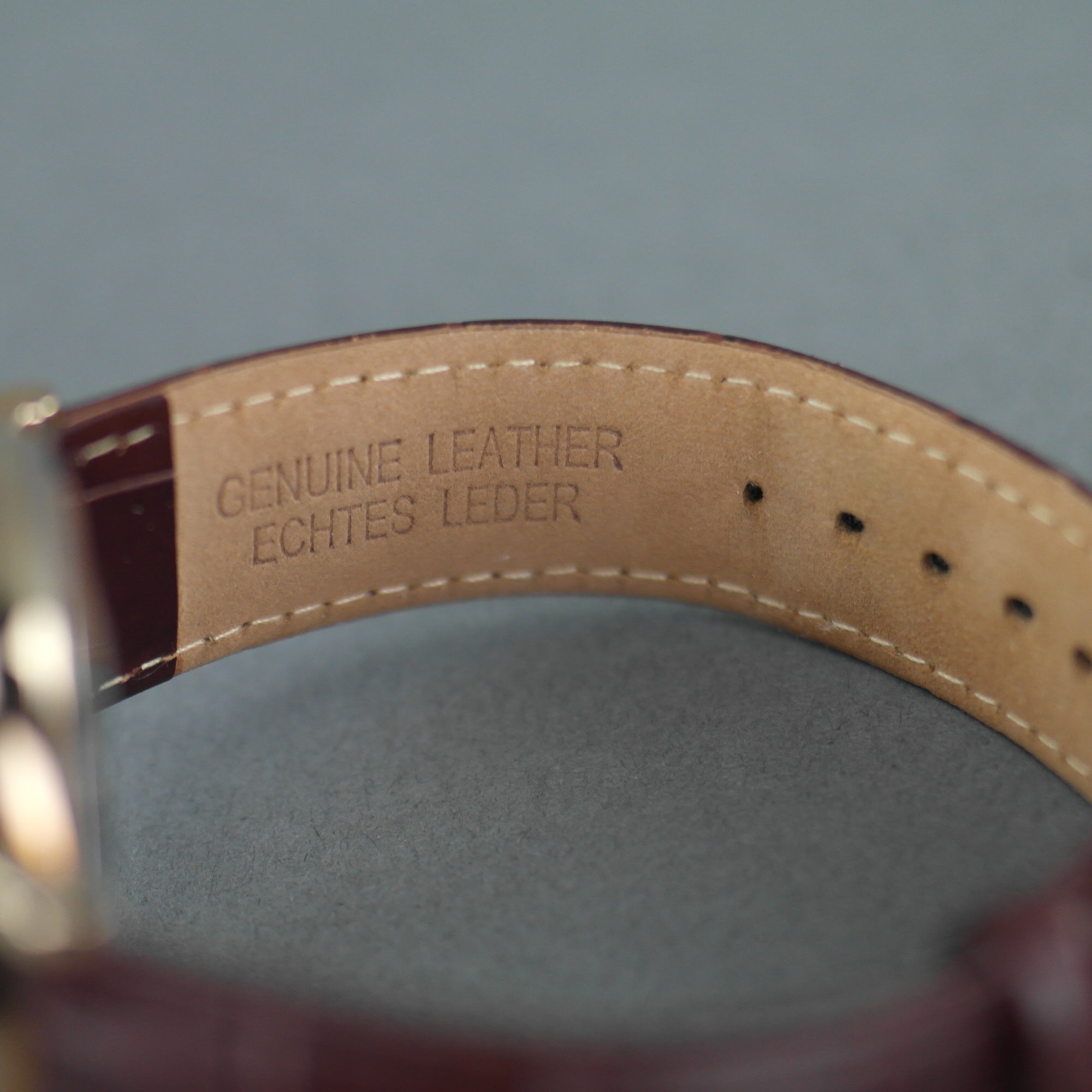 Constantin Weisz Vergoldete automatische 21-Juwelen-Armbanduhr mit Lederarmband Sun Moon