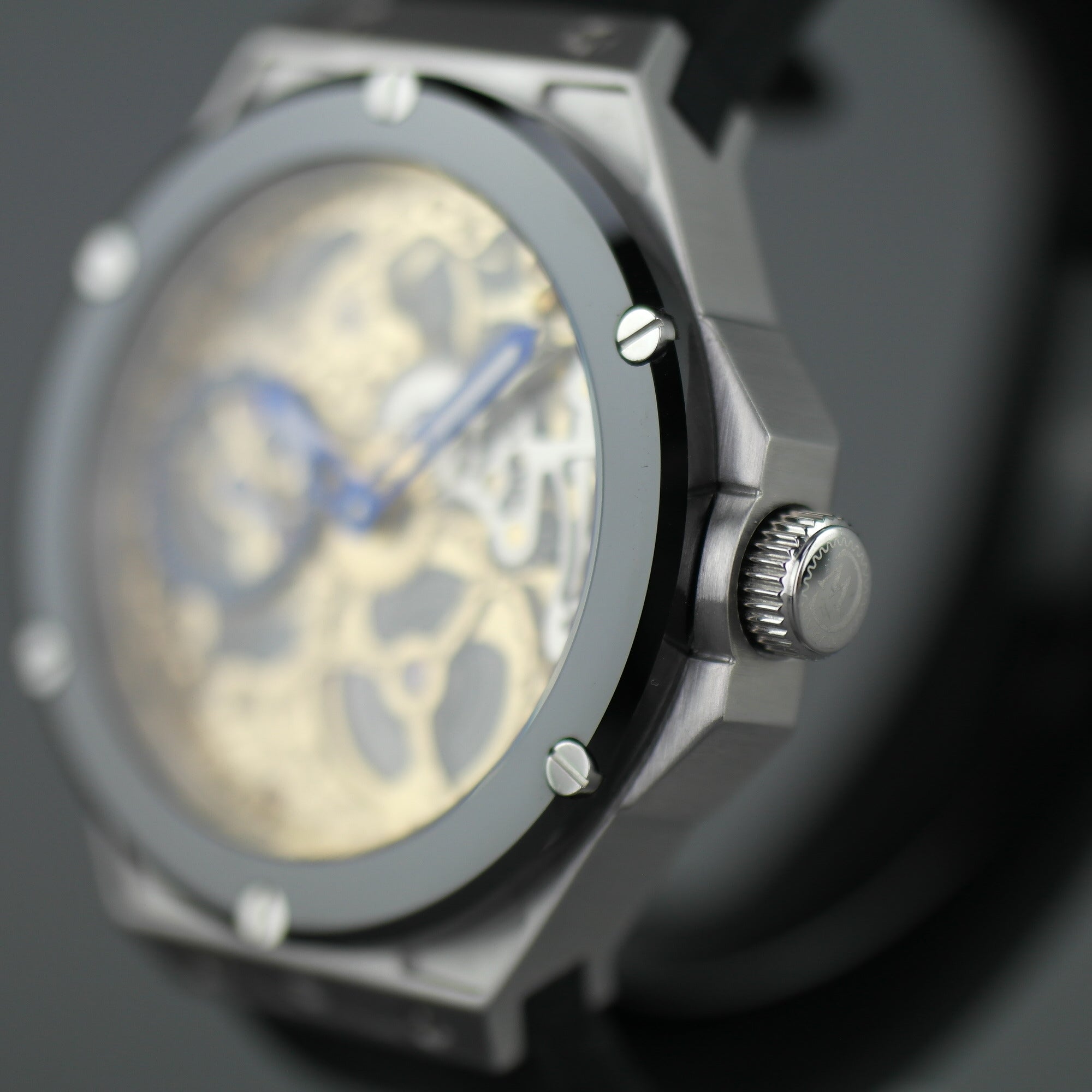 Constantin Weisz Skeleton mechanical wrist watch with black silicone strap
