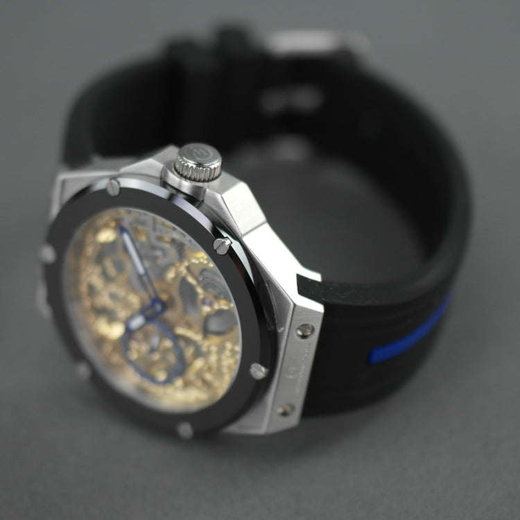 Constantin Weisz Skeleton mechanische Armbanduhr mit schwarzem Silikonarmband