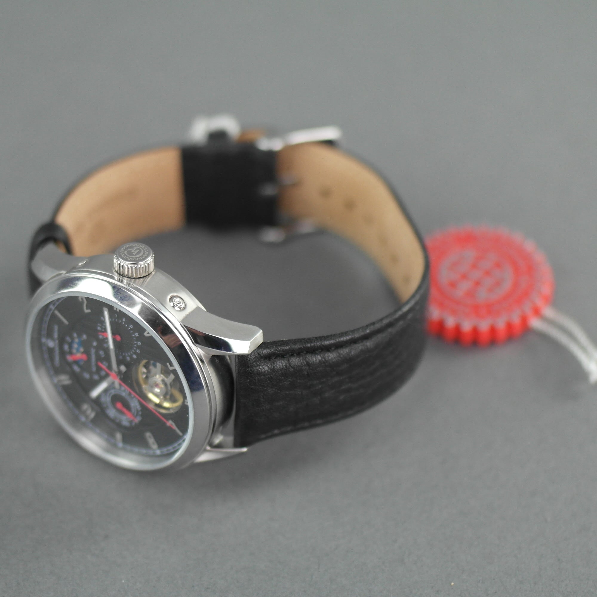 Constantin Weisz Automatikuhr mit 20 Juwelen und schwarzem Lederarmband