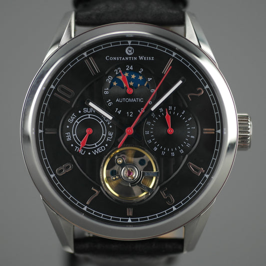 Constantin Weisz Automatic 20 Jewels wrist watch with black leather strap