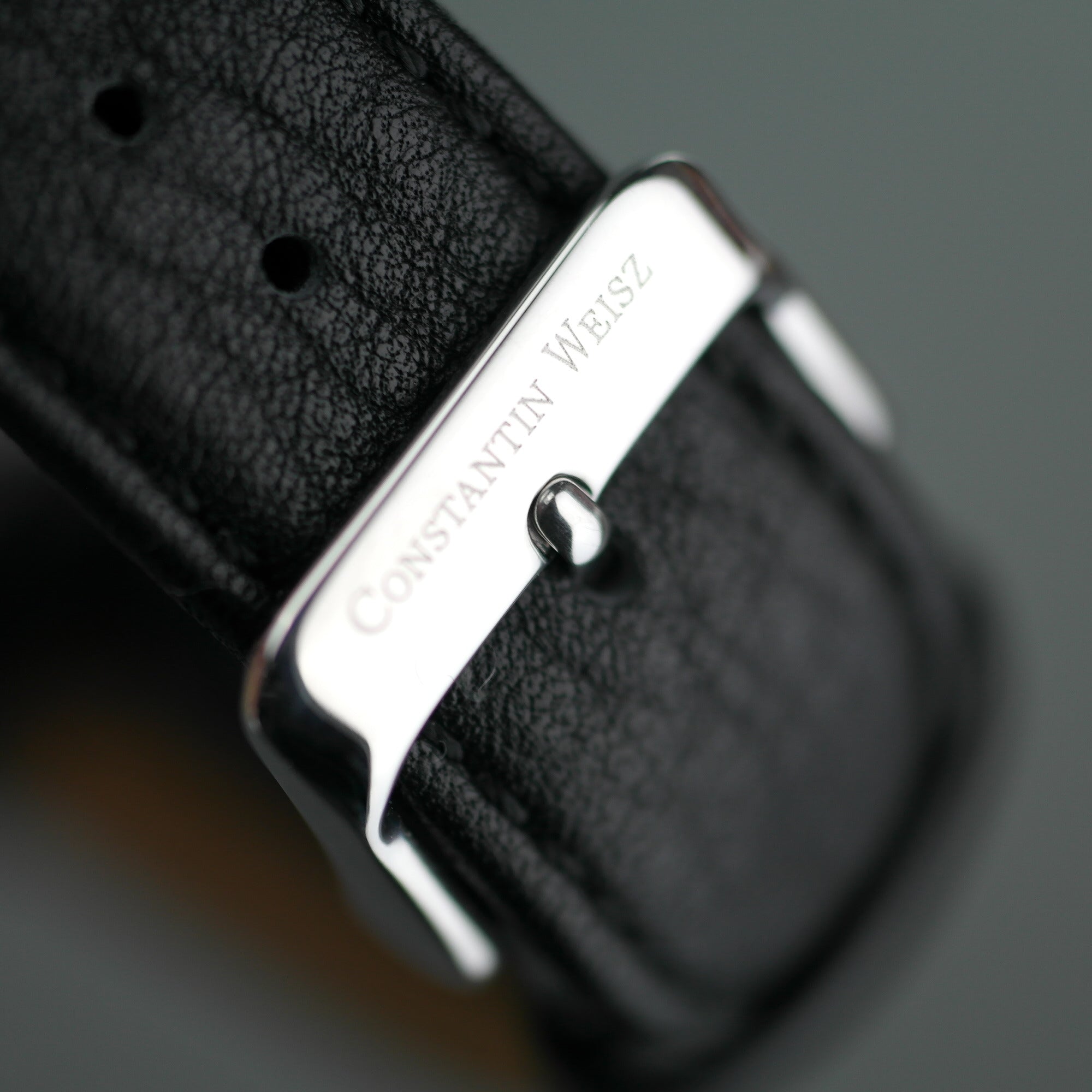 Constantin Weisz Automatikuhr mit 20 Juwelen und schwarzem Lederarmband