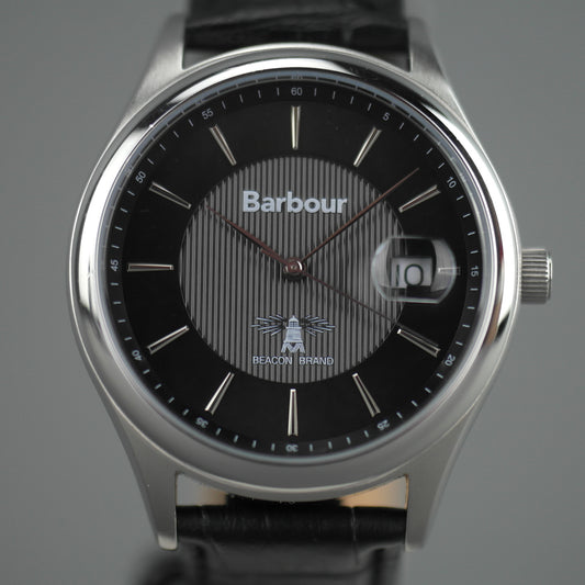 Barbour Heaton Herrenuhr mit Schweizer Uhrwerk und schwarzem Lederarmband