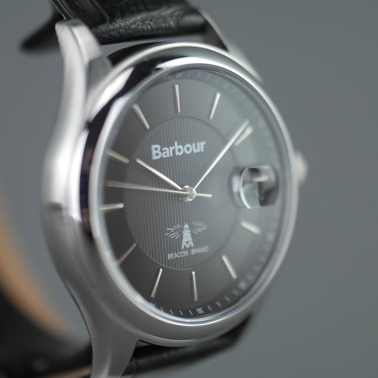 Barbour Heaton Herrenuhr mit Schweizer Uhrwerk und schwarzem Lederarmband