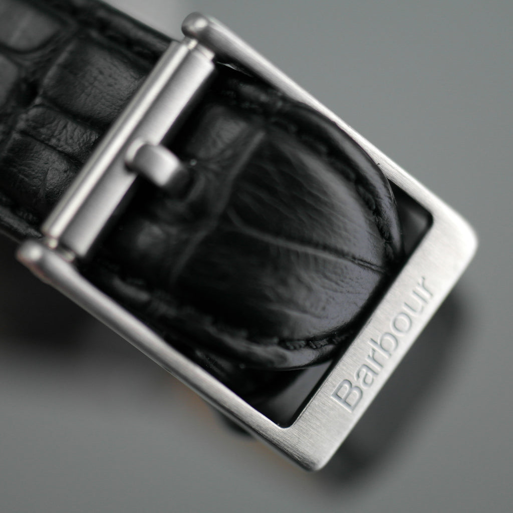 Barbour Heaton Herrenuhr mit Schweizer Uhrwerk und schwarzem Lederarmband