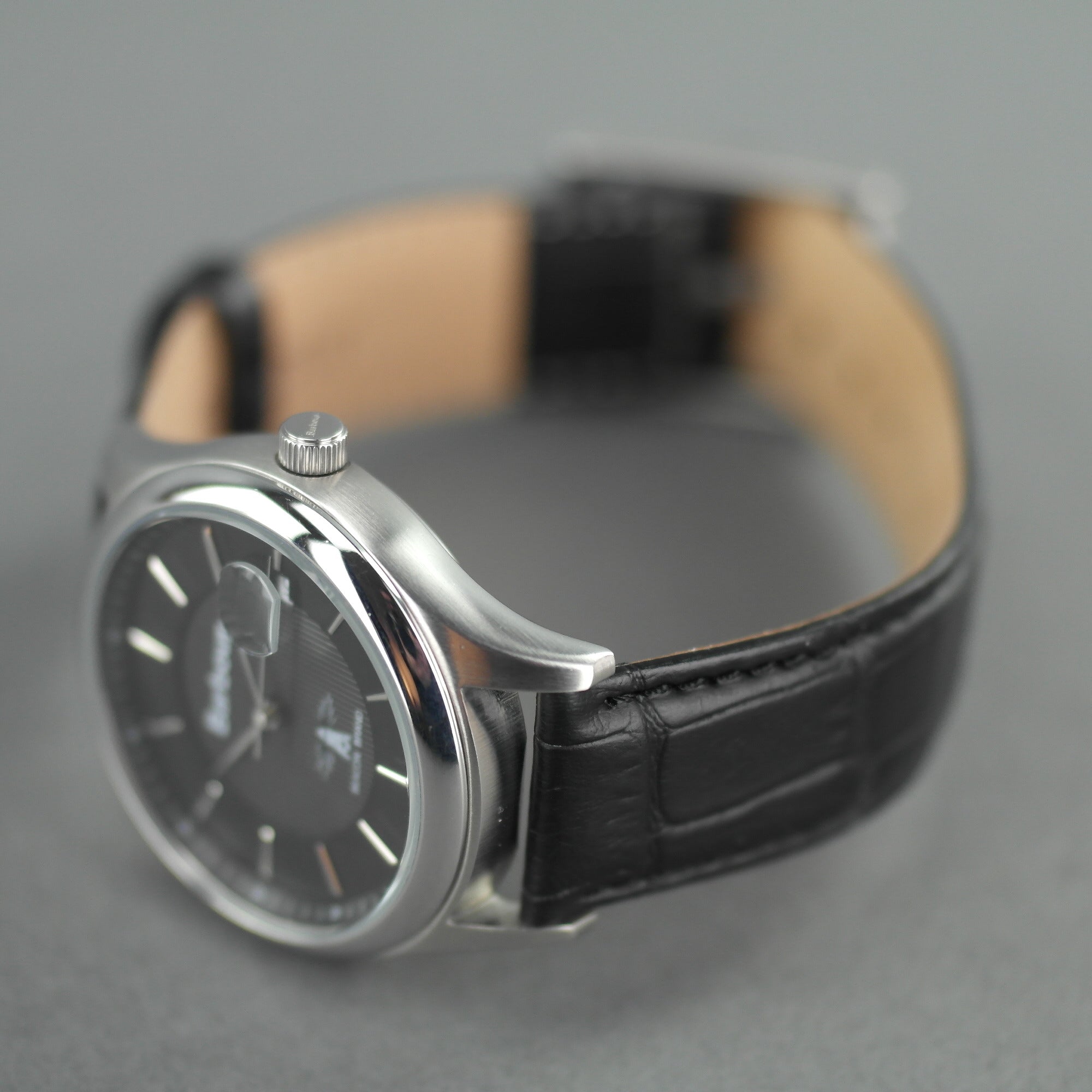 Barbour Heaton Gents watch with Swiss movement and black leather strap