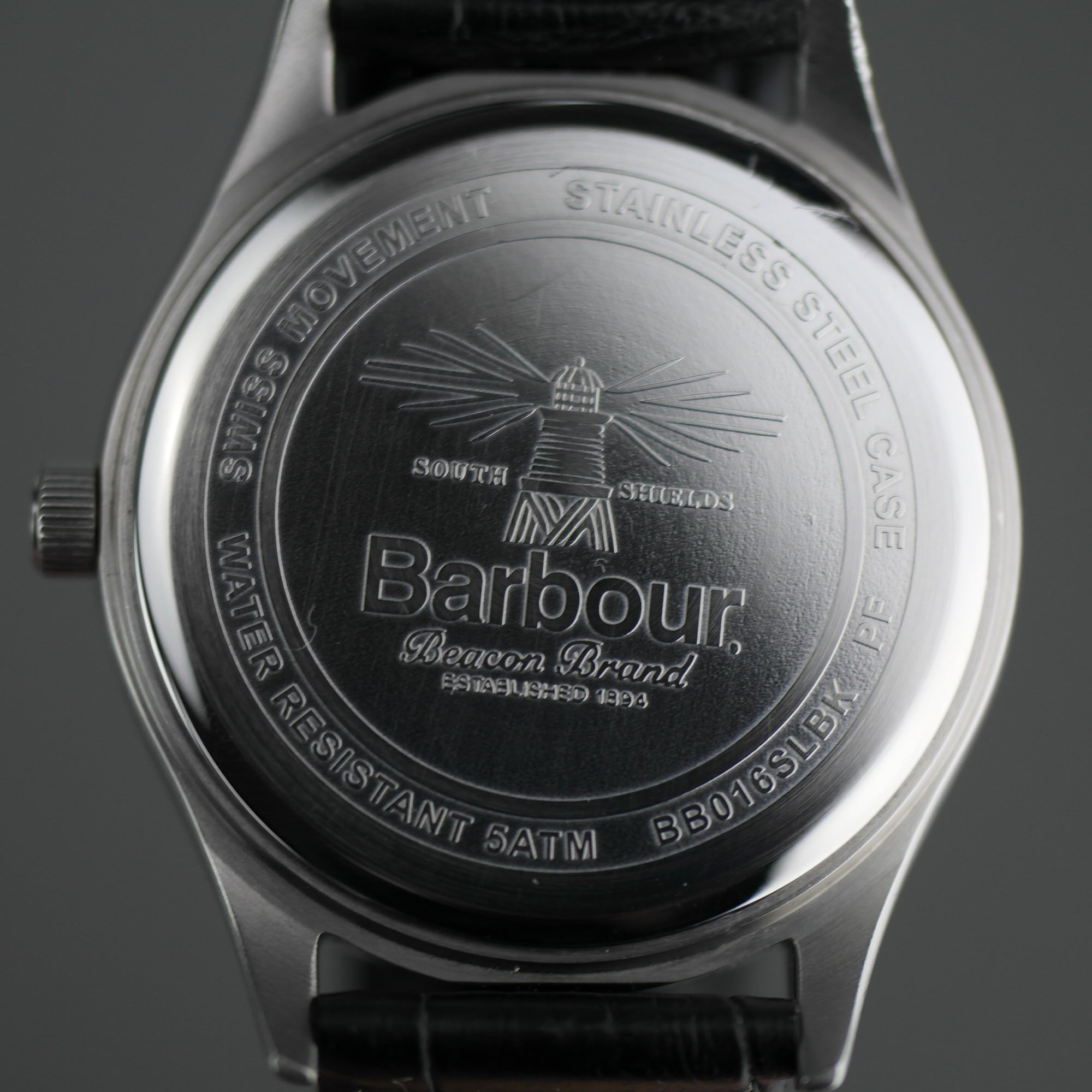 Barbour Heaton Gents watch with Swiss movement and black leather strap
