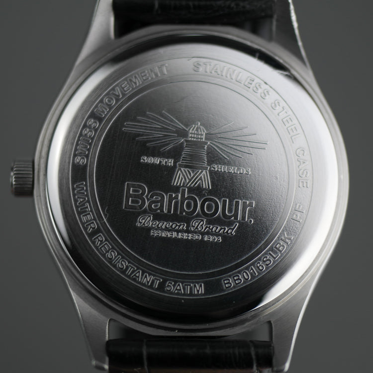 Barbour Heaton Herrenuhr mit Schweizer Uhrwerk und schwarzem Lederarmband