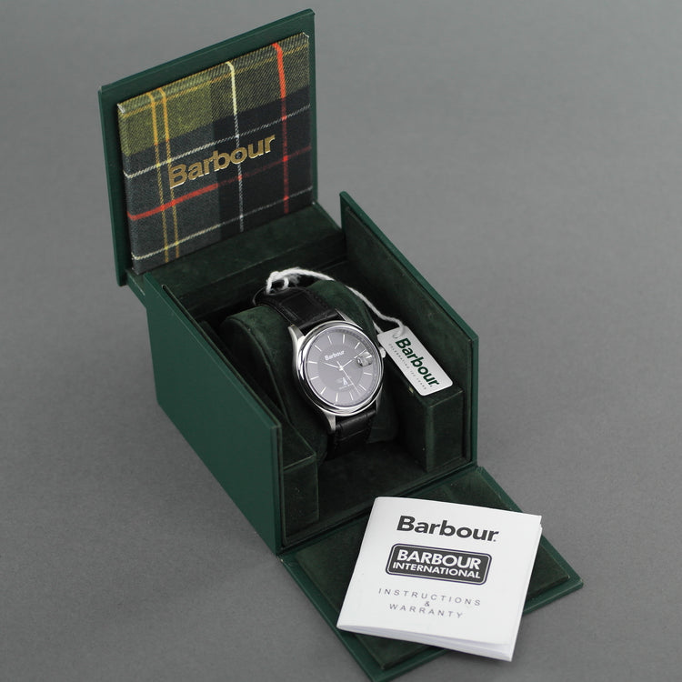 Barbour Heaton Gents watch with Swiss movement and black leather strap