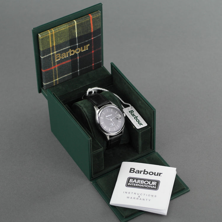 Barbour Heaton Herrenuhr mit Schweizer Uhrwerk und schwarzem Lederarmband