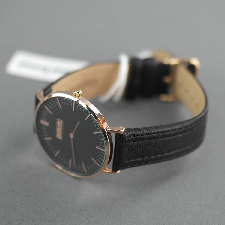 Barbour International – Hartley – goldfarbene Armbanduhr mit schwarzem Zifferblatt und Lederarmband