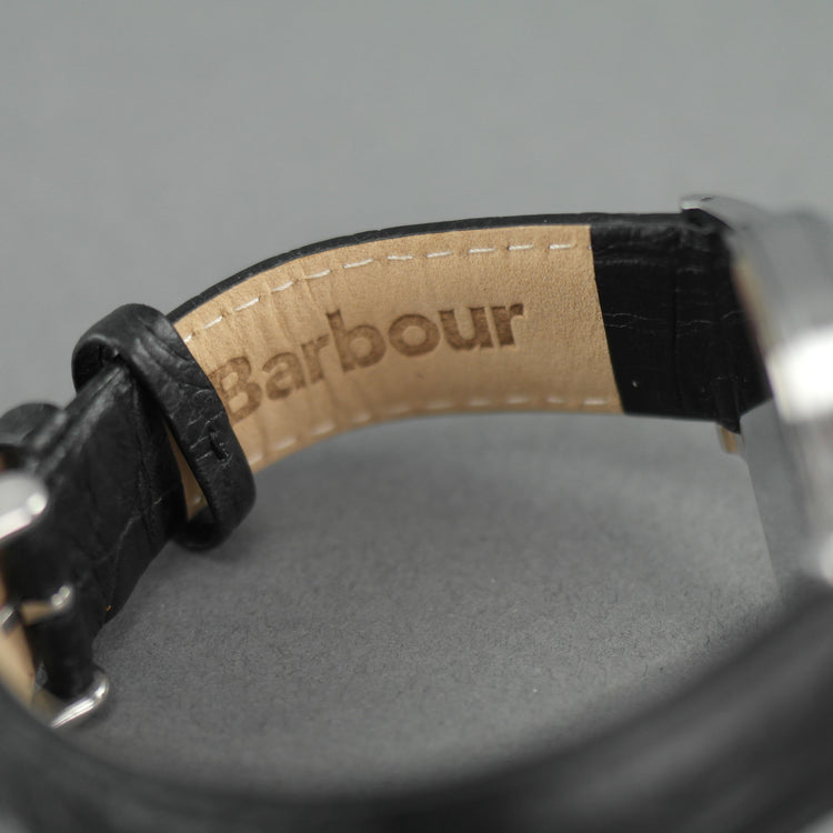 Barbour Hartley Armbanduhr mit weißem Zifferblatt und Lederarmband