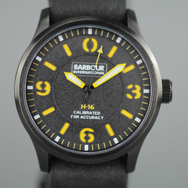 Barbour Bywell black wrist watch black dial and Nato leather strap