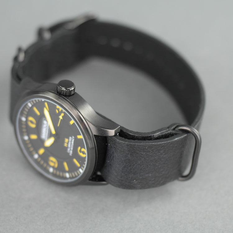 Barbour Bywell black wrist watch black dial and Nato leather strap