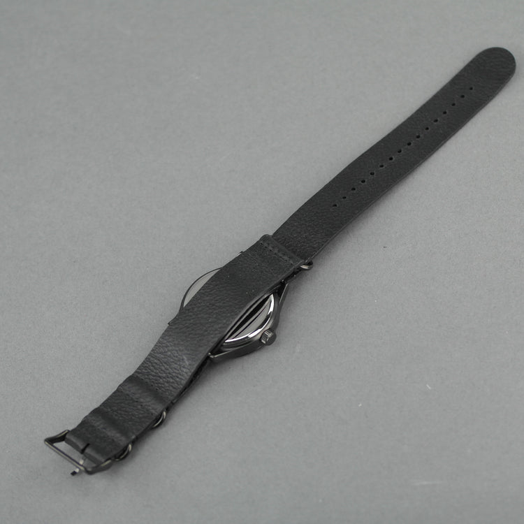 Schwarze Barbour Bywell Armbanduhr, schwarzes Zifferblatt und Nato-Lederarmband 