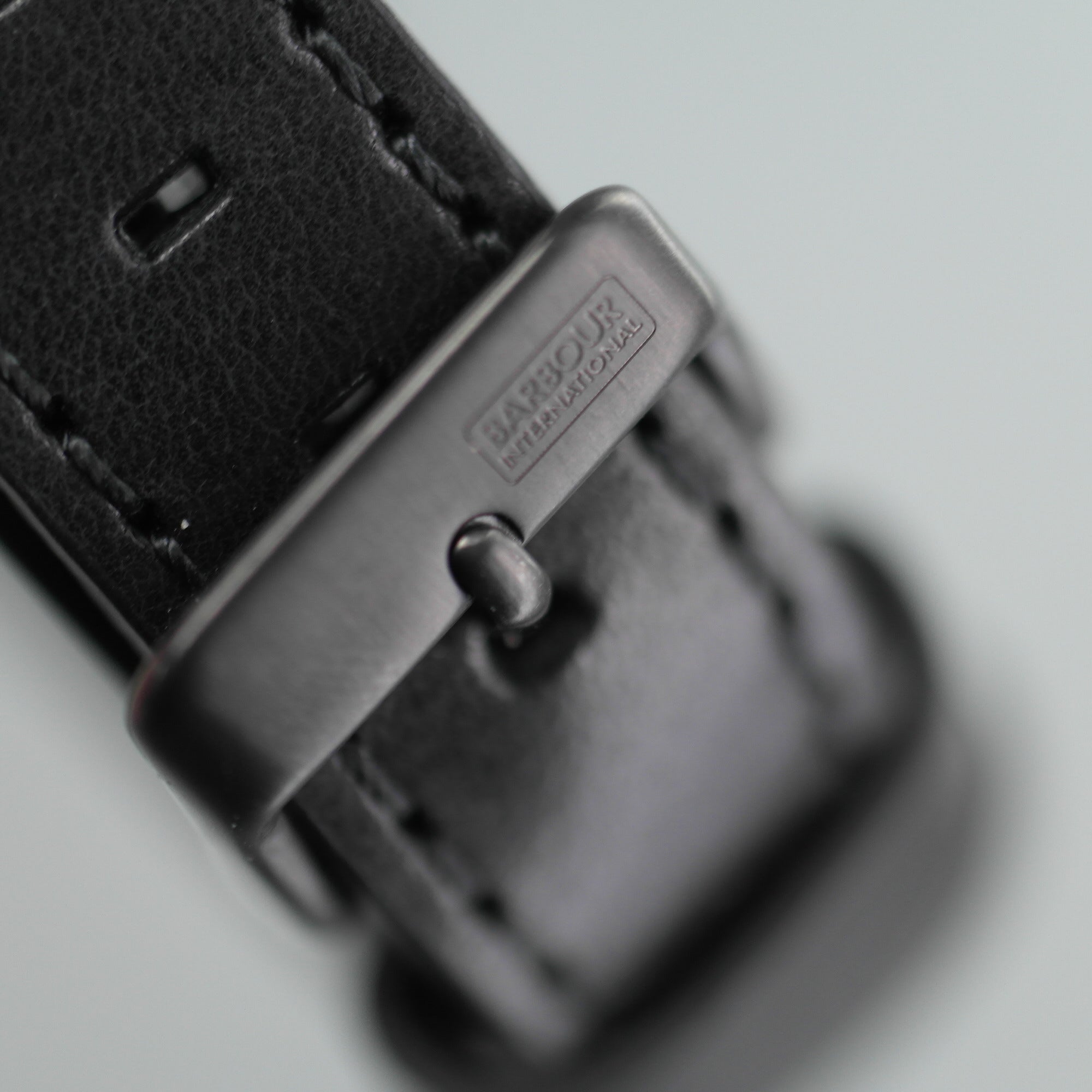 Barbour Jarrow schwarze Armbanduhr, schwarzes Zifferblatt und Lederarmband