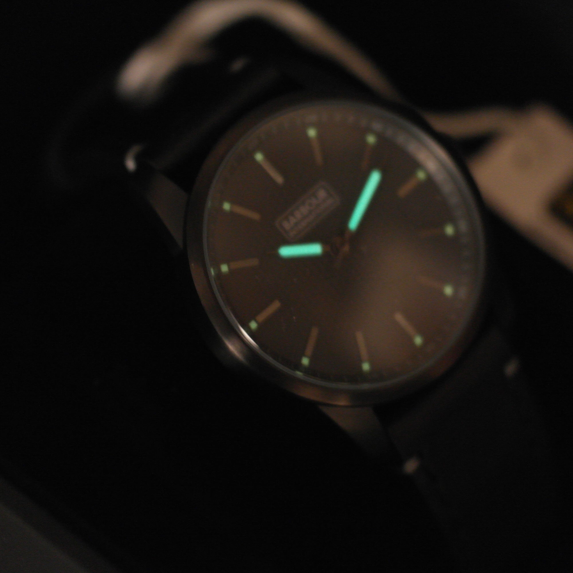 Barbour Jarrow black wrist watch black dial and leather strap