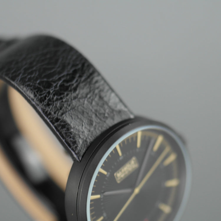 Lässige schwarze Armbanduhr von Barbour International mit schwarzem Lederarmband 