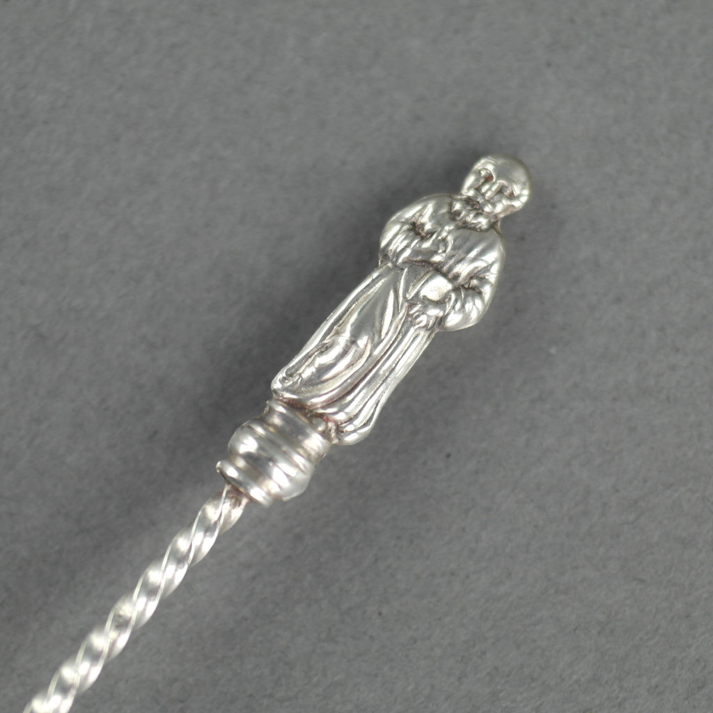Cuchara antigua de plata de ley de 1898 William Devonport Apóstol y cuenco de concha
