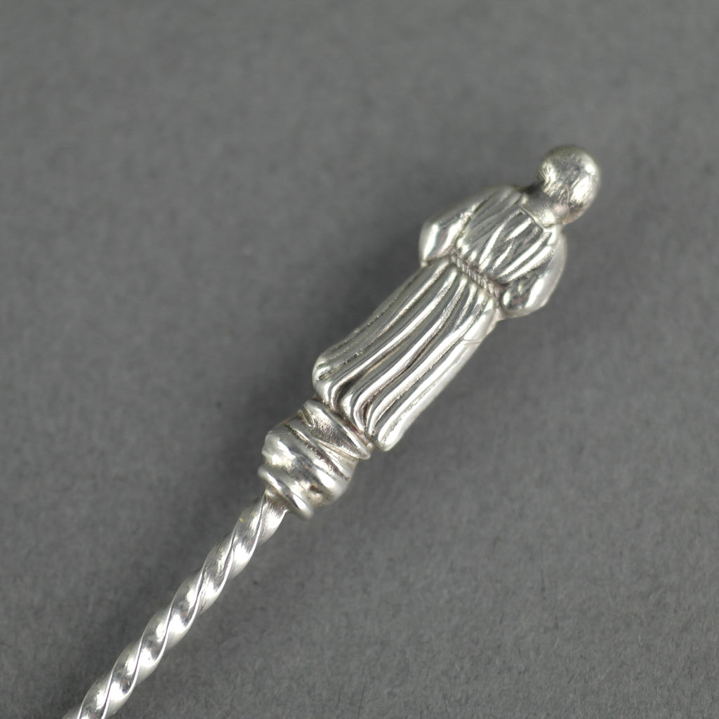 Cuchara antigua de plata de ley de 1898 William Devonport Apóstol y cuenco de concha