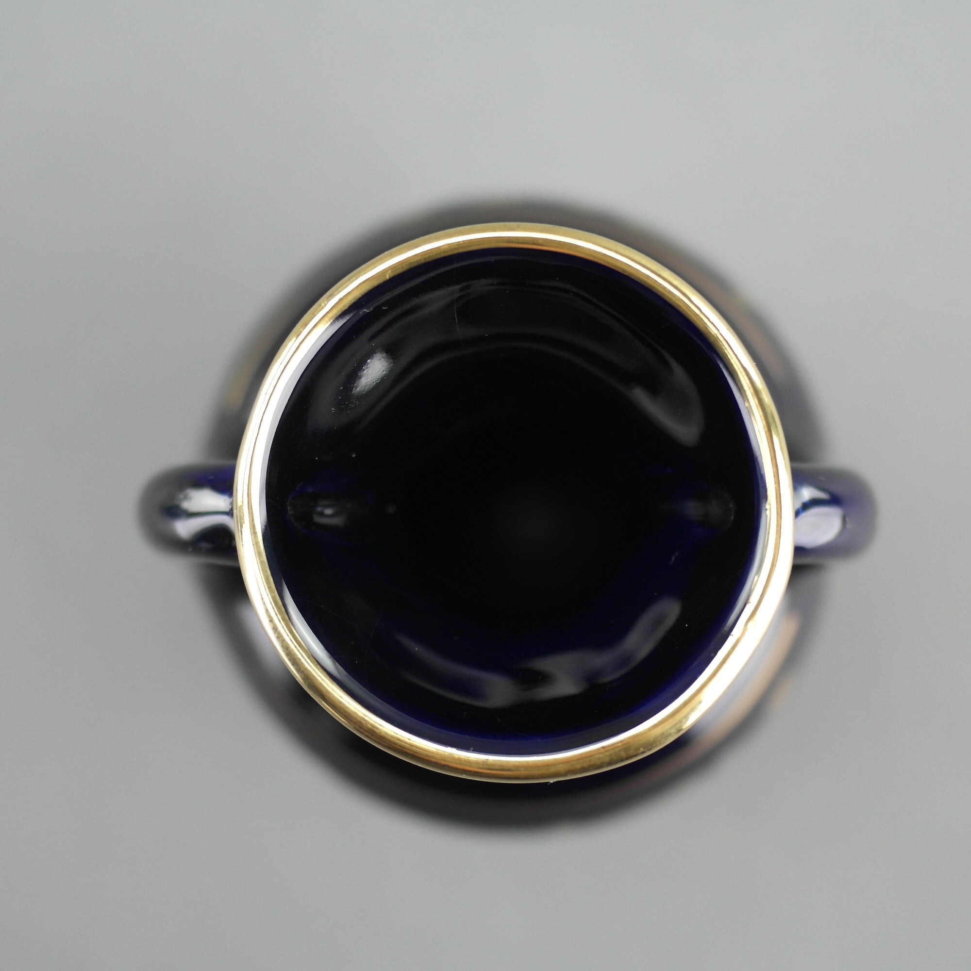 Vintage handmade 24ct Gold plate pottery vase jug Greek Royal blue colour made by Sc