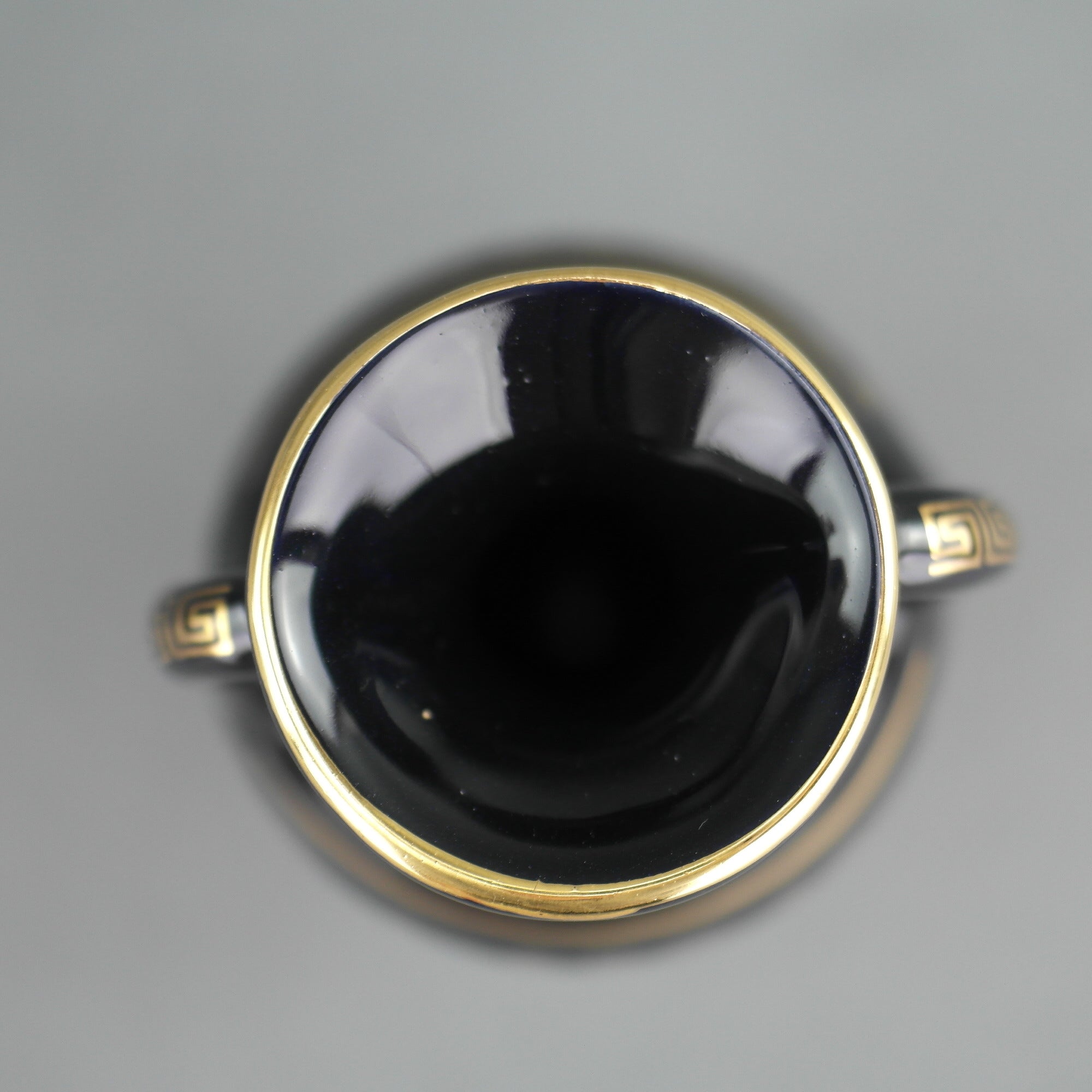 Vintage handmade 24ct Gold plate pottery vase jug Greek Royal blue colour made by St