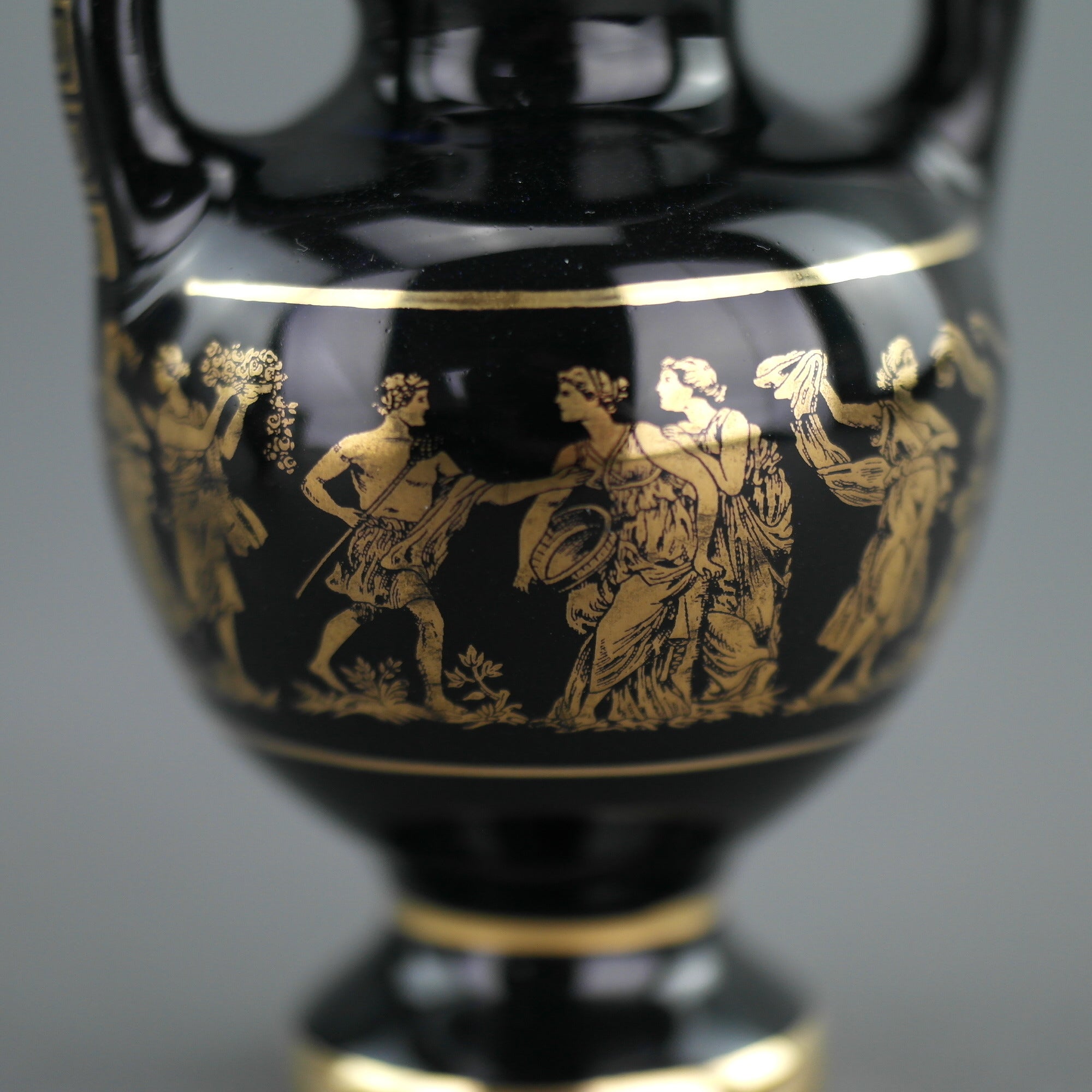 Vintage handgemachte 24ct Goldplatte Keramik Vase Krug griechische königsblaue Farbe hergestellt von St