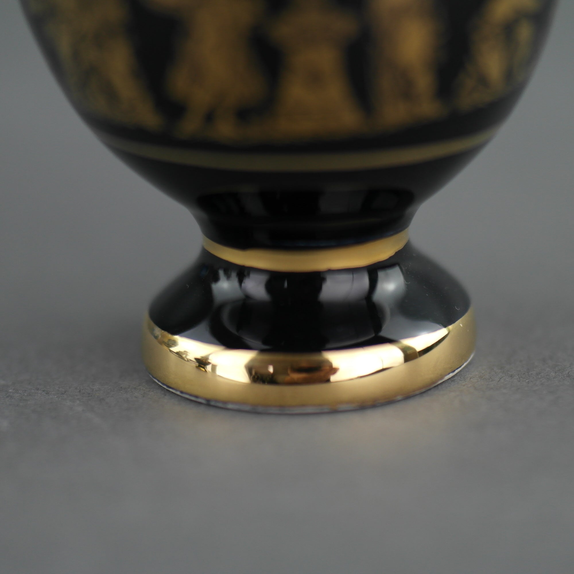 Vintage handmade 24ct Gold plate pottery vase jug Greek Royal blue colour made by St