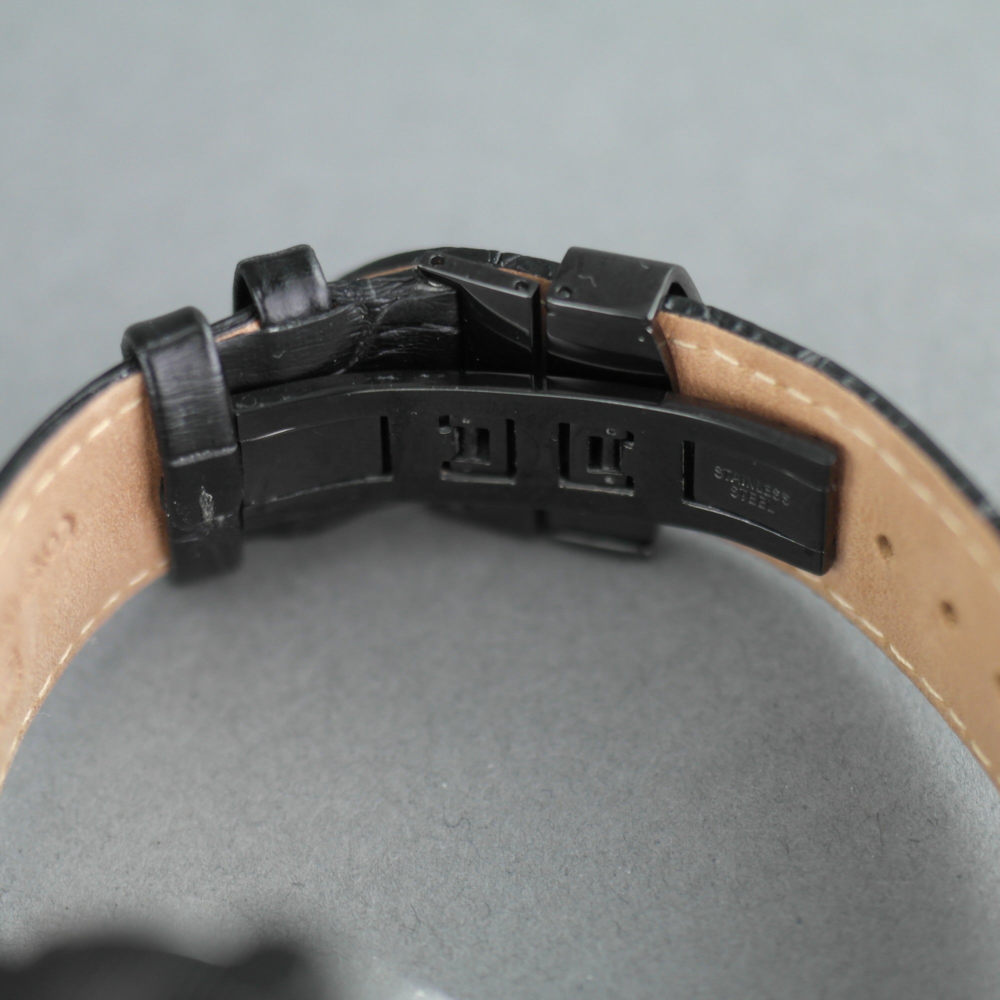 Constantin Weisz Automatic Double heart all black wrist watch with leather strap