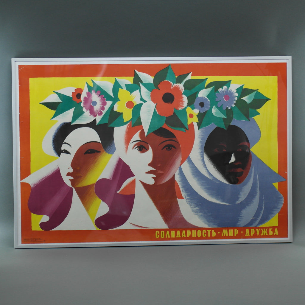 Originales Motivationsplakat von 1968 „Solidarität, Frieden, Freundschaft“ von Ostrovsky