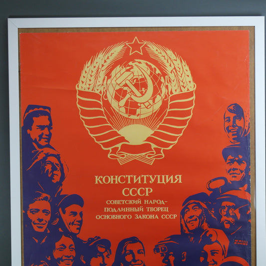 Original motivation poster 1978 MOSCOW Constitution USSR
