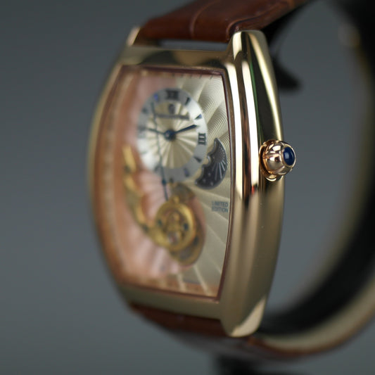 Constantin Weisz Limited Edition automatische vergoldete Armbanduhr mit Lederarmband 