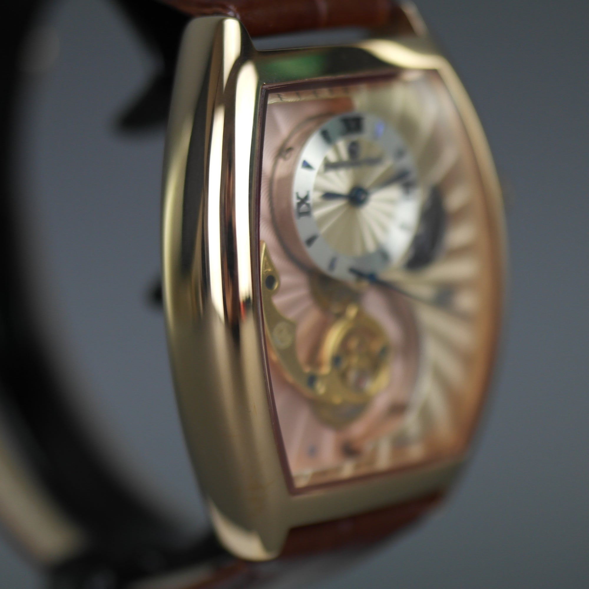 Constantin Weisz Limited Edition automatische vergoldete Armbanduhr mit Lederarmband 