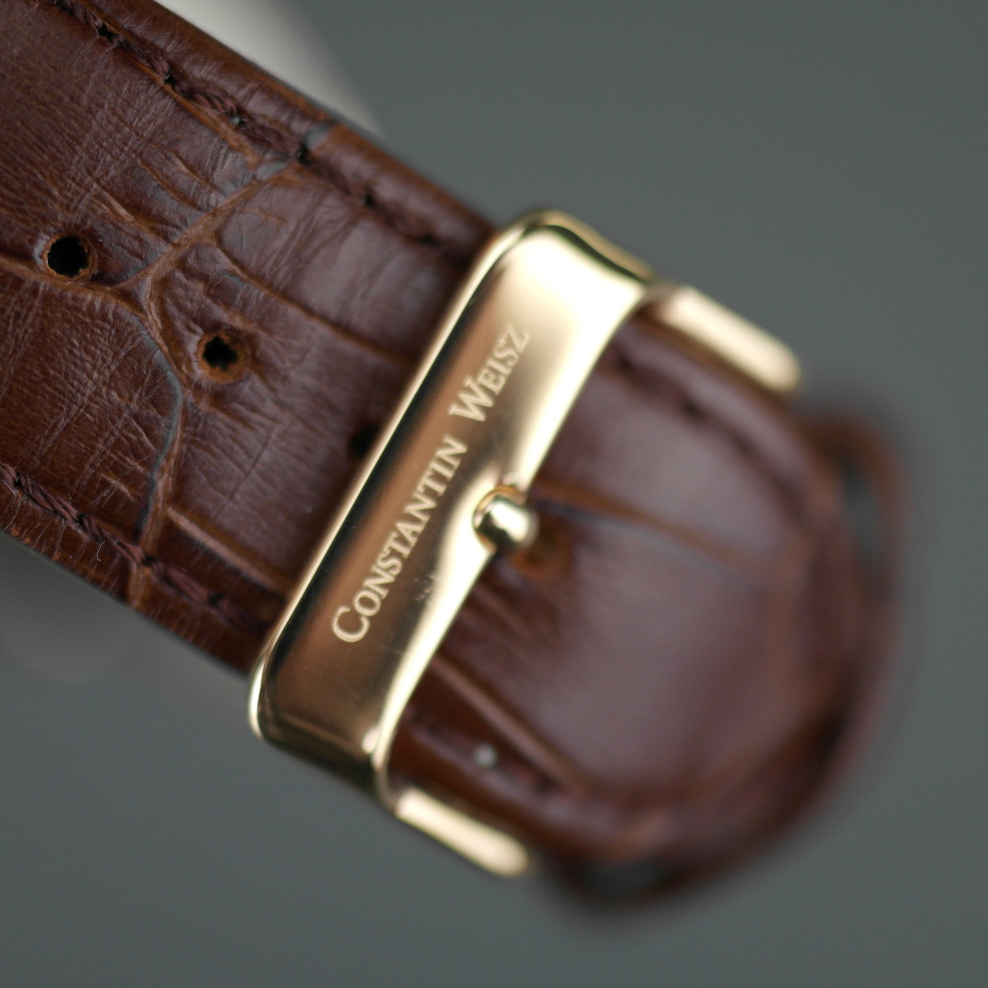 Constantin Weisz Limited Edition automatische vergoldete Armbanduhr mit Lederarmband 