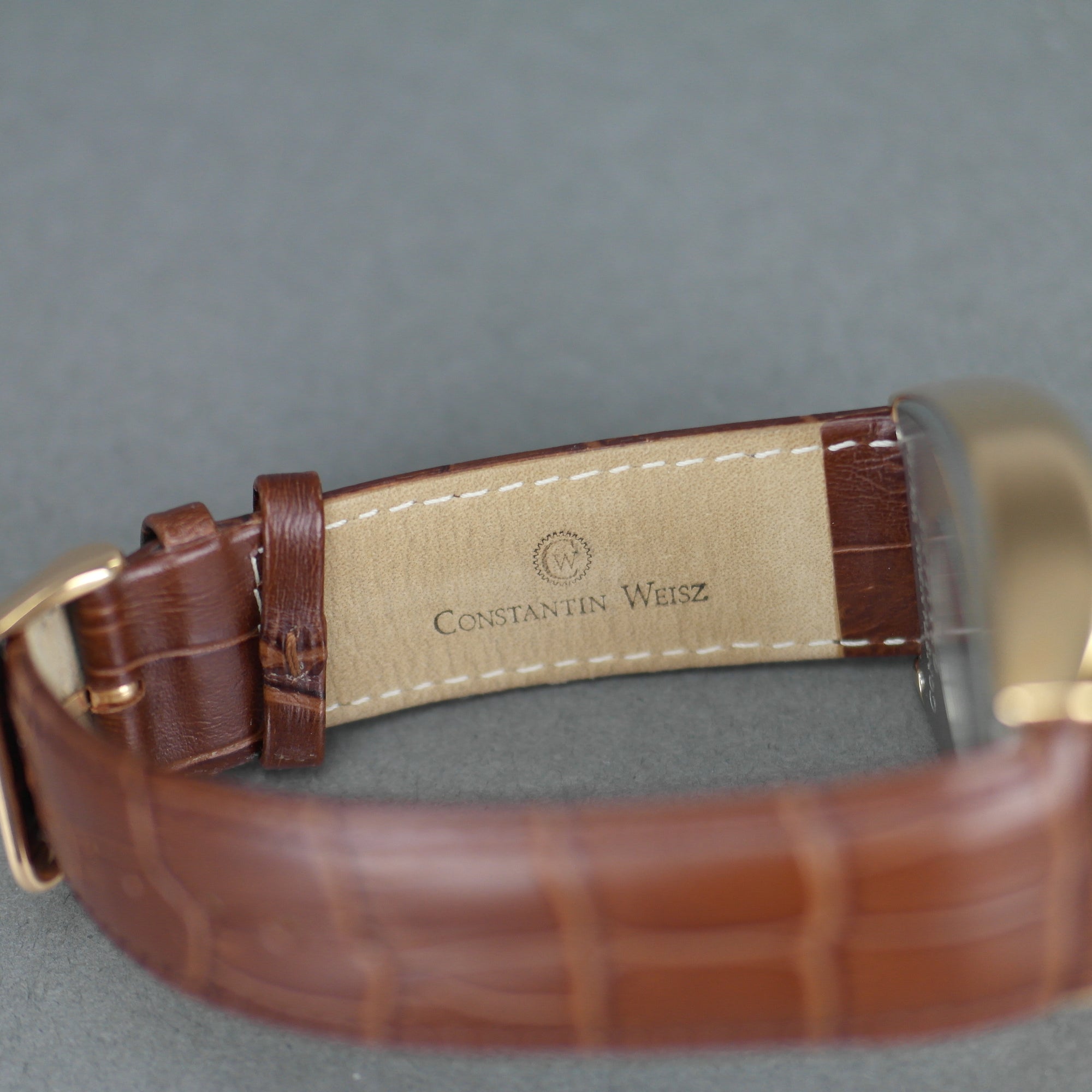 Constantin Weisz Limited Edition automatische vergoldete Armbanduhr mit Lederarmband 