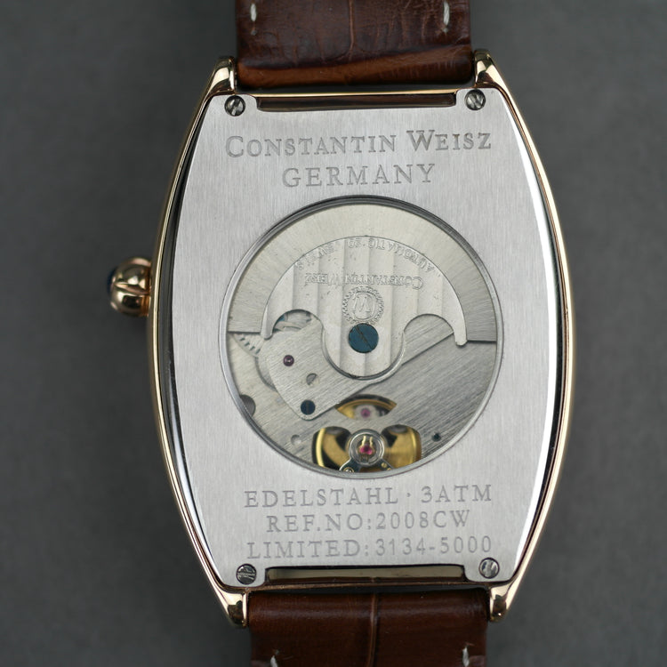 Constantin Weisz Limited Edition automatic gold plated wrist watch with leather strap